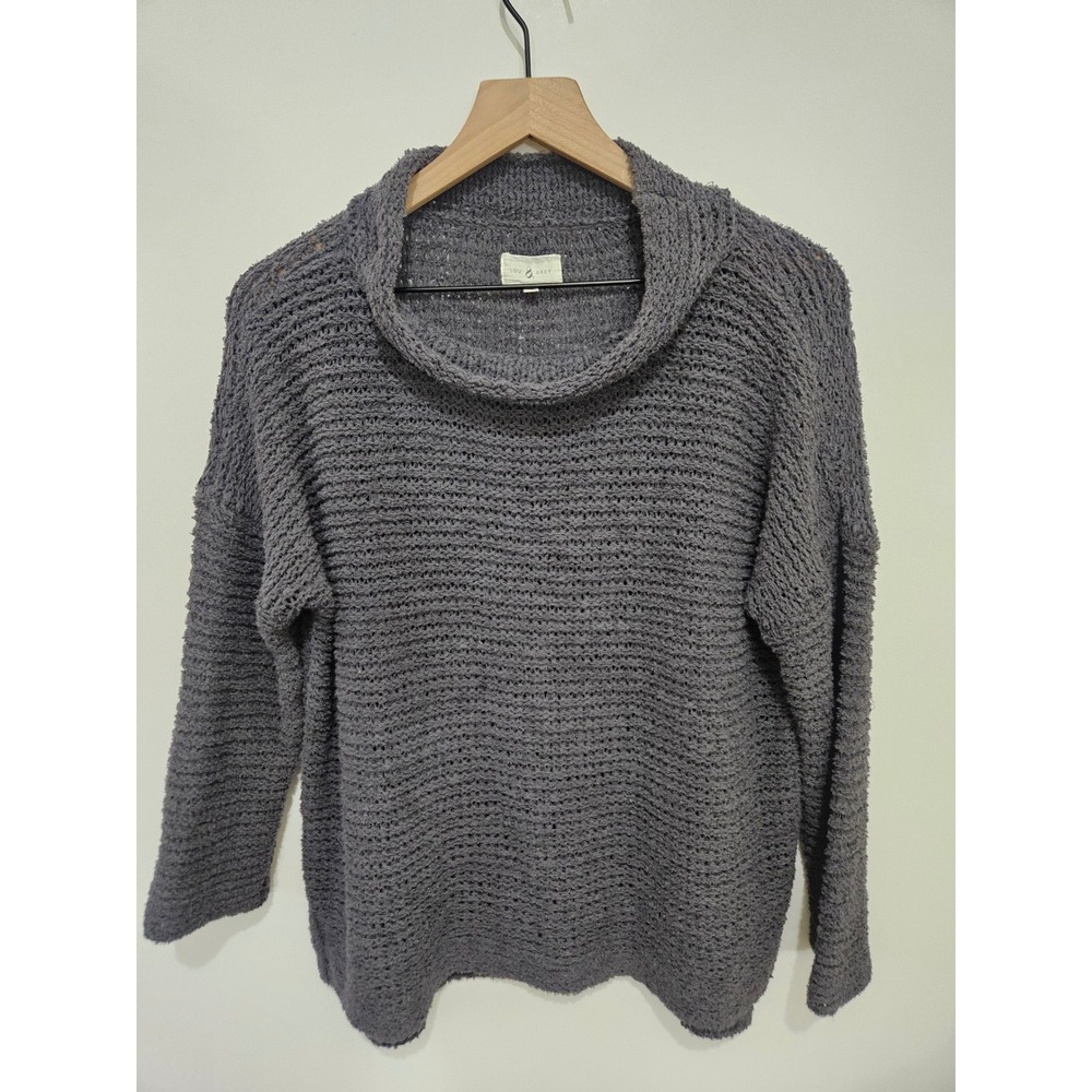 Lou‎ & Grey Charcoal Gray Textured Cowl Neck Knit Sweater Womens Medium